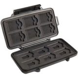 Pelican 0915 Micro Memory Card Case Open case interior -  Black foam-lined protective case with compartments on a white background