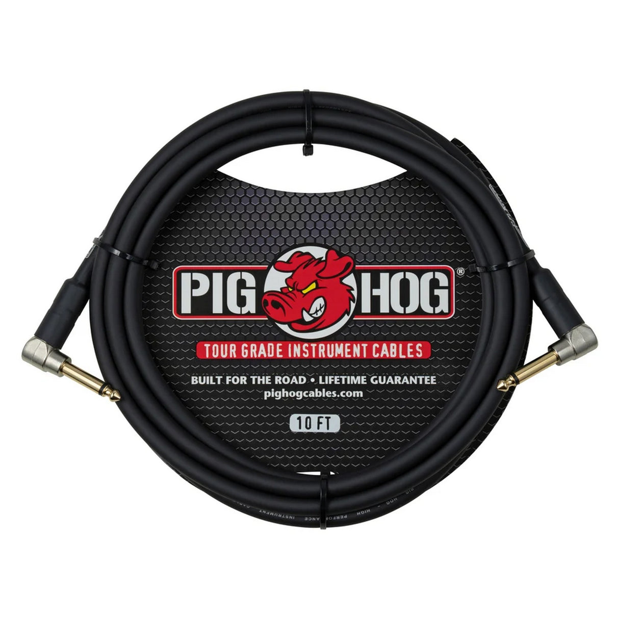 Pig Hog PH10RR Dual Right-Angle 1/4-Inch Instrument Cable, 10-Foot
