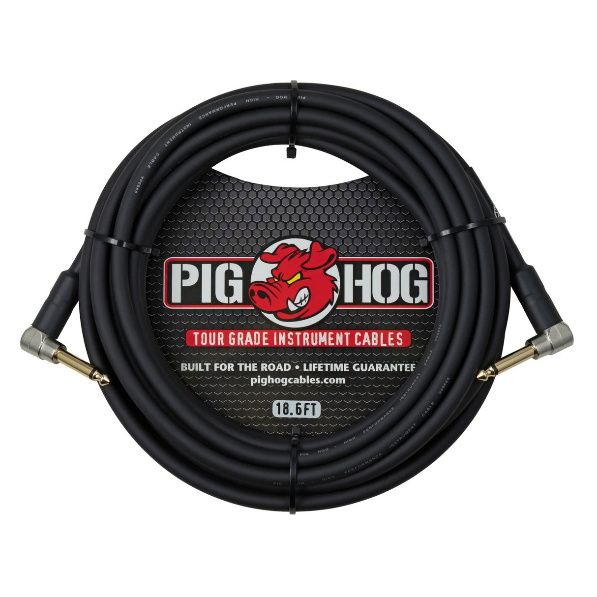 Pig Hog PH186RR Dual Right-Angle 1/4-Inch Instrument Cable, 18-Foot