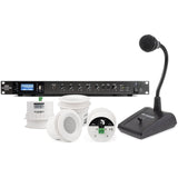 Pure Resonance Audio Paging Sound System with (12) C3 Ceiling Speakers, RMA120BT Rack Mount Bluetooth Mixer Amplifier, and PTT1 Push-to-Talk Microphone