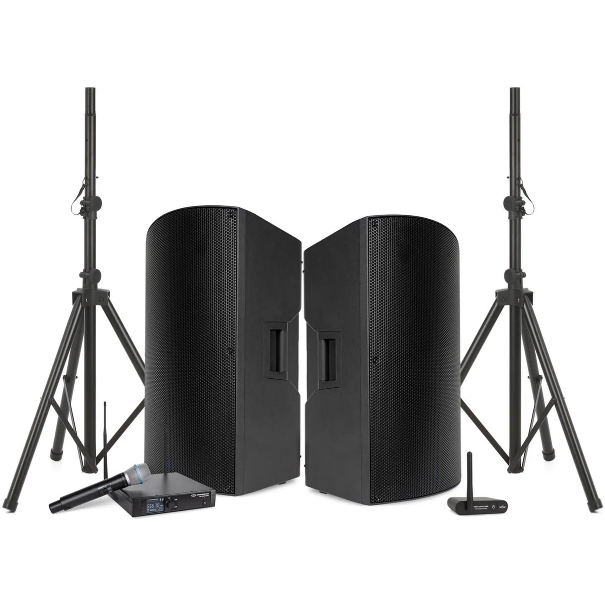Pure Resonance Audio Portable School Sound System with Dual A115 15-Inch Bluetooth Loudspeakers, WMS1-HH Wireless Microphone, and BTR1 Bluetooth Receiver