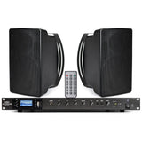 Pure Resonance Audio Outdoor Speaker System with 2 S5 Weather-Resistant Speakers and RMA120BT 120W Bluetooth Mixer Amplifier