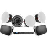 Pure Resonance Audio Commercial Indoor Outdoor Sound System with S6.1 Surface Mount and C6 Ceiling Speakers and RMA240BT 240W Bluetooth Mixer Amplifier