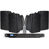 Pure Resonance Audio 70V Outdoor Sound System with 4 S5 Weather-Resistant Surface Mount Speakers and RMA240BT 240W Bluetooth Mixer Amplifier