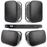 Pure Resonance Audio Fitness Sound System with 4 S6.1 Surface Mount Speakers and RMA240BT 240W Bluetooth Mixer Amplifier