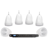 Pure Resonance Audio Medical Facility Sound System with (6) PD4 4-Inch 70 Volt Pendant Speakers and RMA120BT 120W Rack Mount Bluetooth Mixer Amplifier