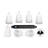 Pure Resonance Audio Business Pendant Speaker Sound System with 8 PD4W Weather-Resistant Pendant Speakers and RMA240BT 240W Bluetooth Mixer Amplifier