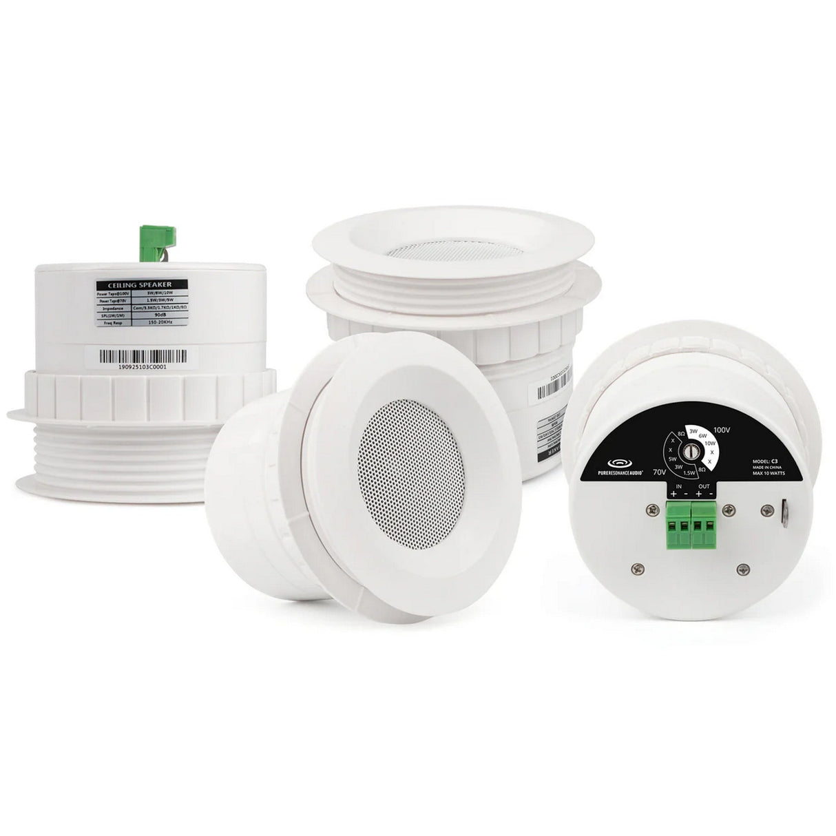 Pure Resonance Audio C3 3-Inch Micro Ceiling Speakers, 4-Pack