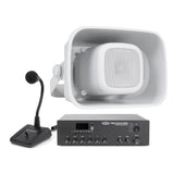 Pure Resonance Audio Paging Speaker System with H6 6.5-Inch All-Weather Horn Speaker, MA120BT 120W Bluetooth Mixer Amplifier, and PTT1 Paging Microphone