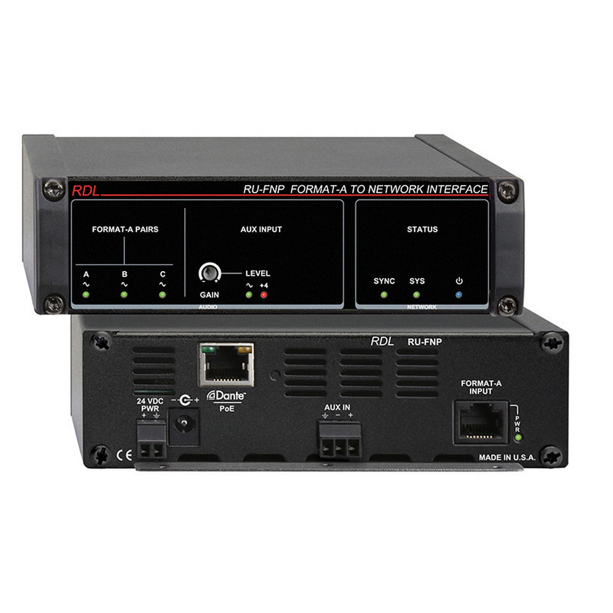 RDL RU-FNP RACK-UP Series Format-A and Aux Source to Network Interface Converter