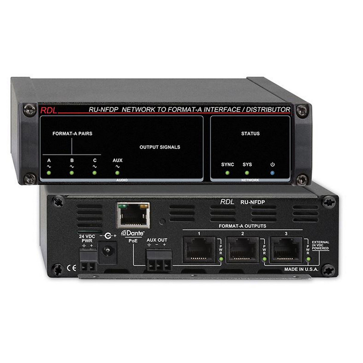 RDL RU-NFDP RACK-UP Series Network Audio Signals to Format-A Interface/Distributor Converter