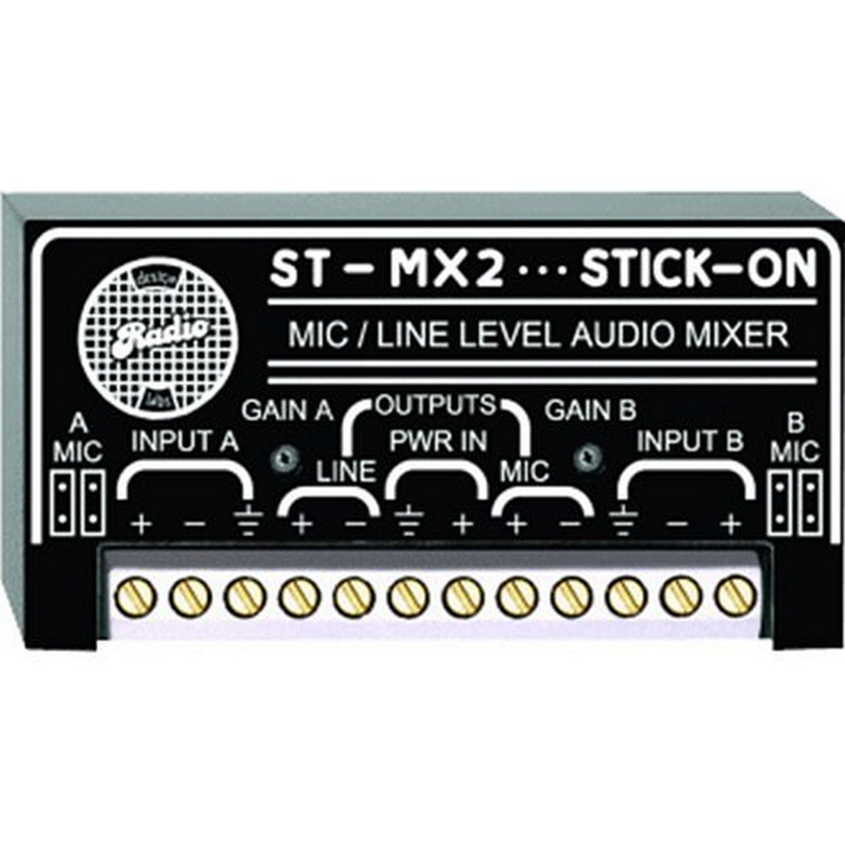 RDL ST-MX2 2-Channel Audio Mixer, Microphone/Line Input and Output