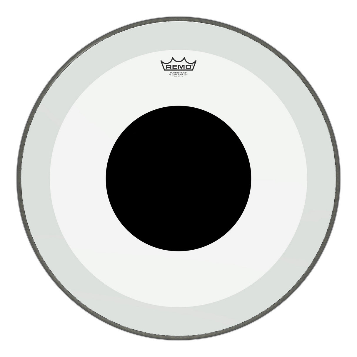 Remo Clear Powerstroke 3 Black Dot Bass Drumhead, 22-Inch