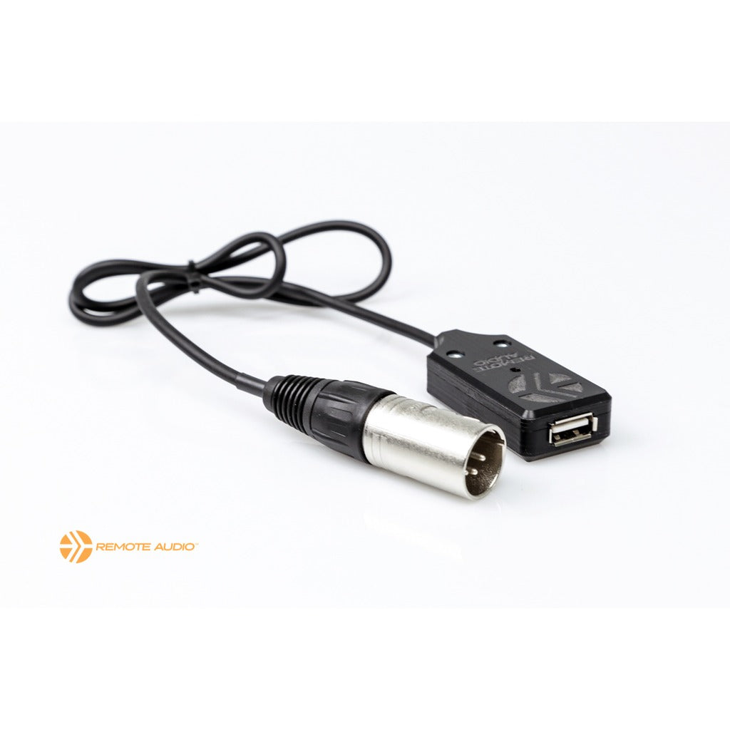 Remote Audio CAX4MUSB XLR4 Male to USB 3A 5V Power Converter Cable 2 ft