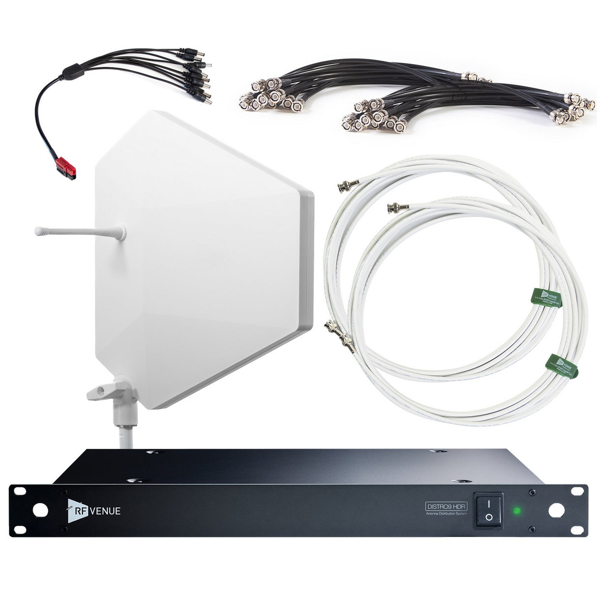 RF Venue Diversity Fin IPX Antenna with DISTRO9 9-Channel UHF Distribution System 470-928 MHz