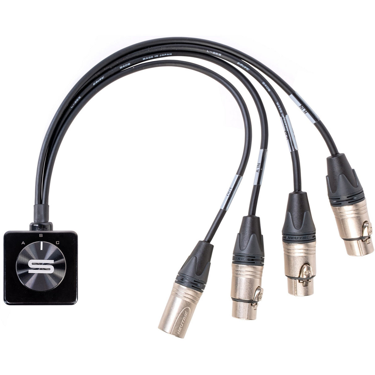 Sescom SES-XLR-ABC-T Balanced Audio Passive XLR Pigtail 3-In/1-Out Switcher