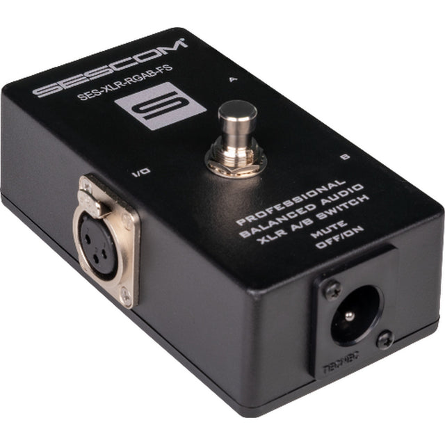 Sescom SES-XLR-RGAB-FS Passive Balanced Audio XLR A/B Reverse Gender Footswitch with Toggle Switch for Disconnect