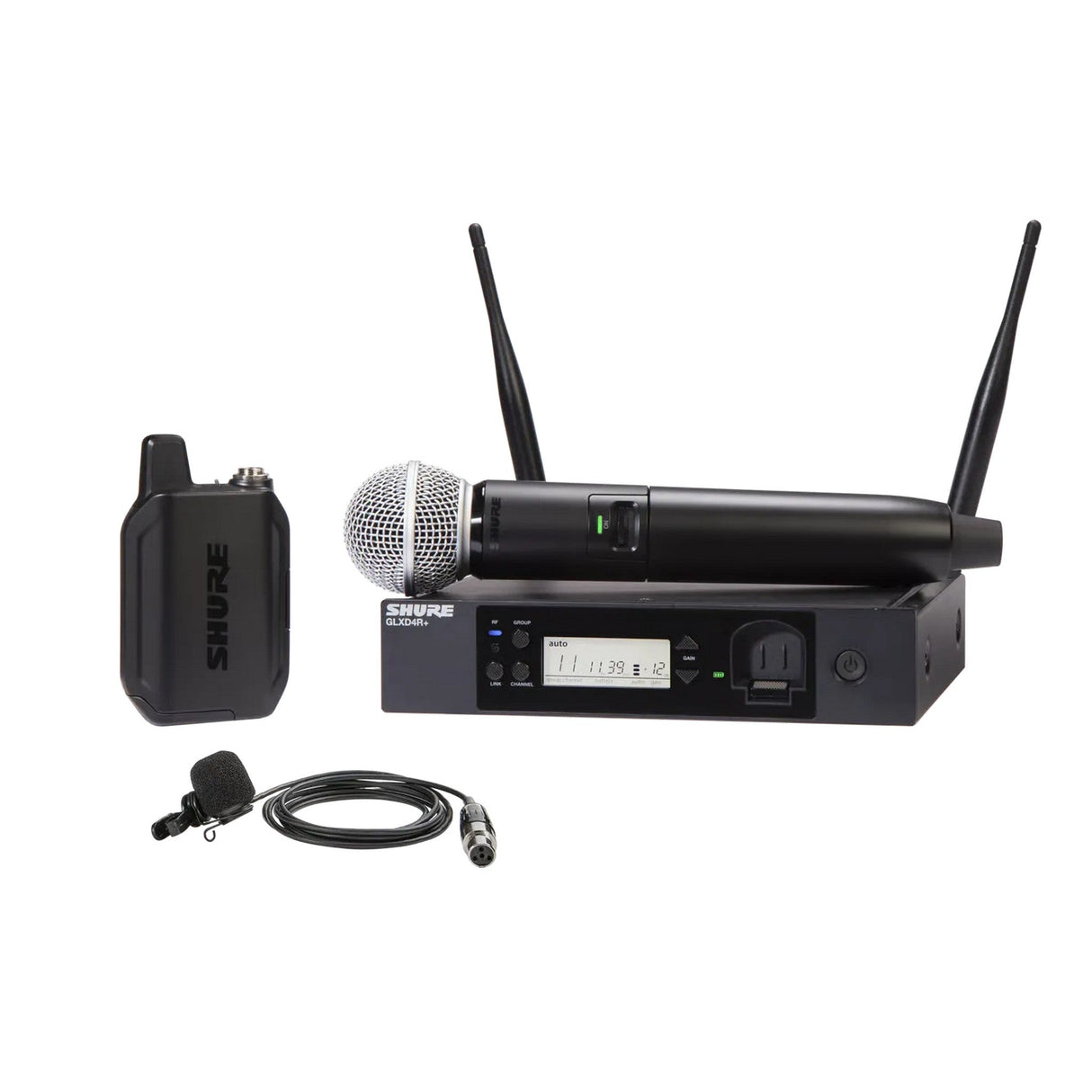 Shure GLXD124R+/85M Single-Channel Wireless Combo Microphone Rack System, Z3 2.4-5.8 GHz