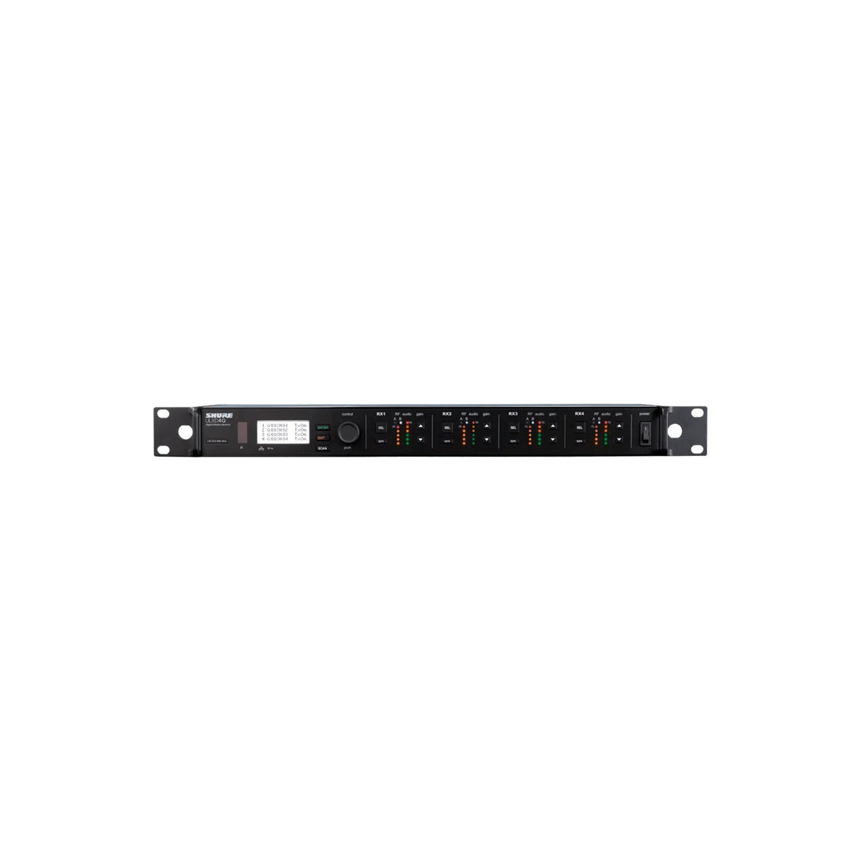 Shure ULXD4QGV Quad-Channel Digital Wireless Receiver with Dante and DC Power G57 Band (470-608 MHz)