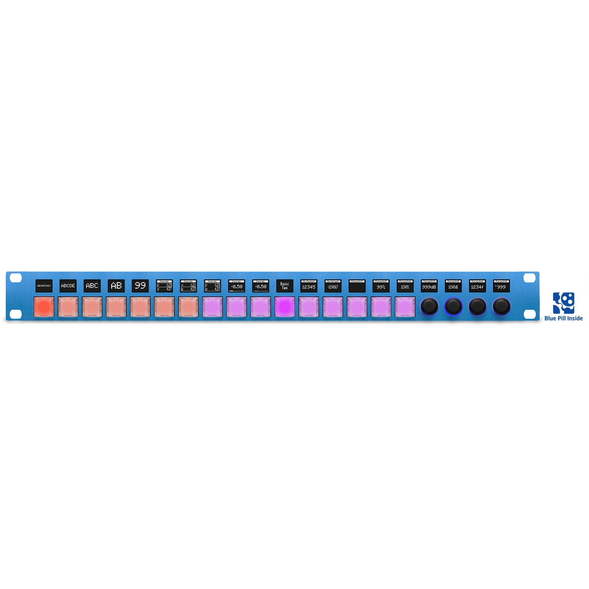 SKAARHOJ Rack Pro 3 1U Rackmount NKK Button Controller with Blue Phill