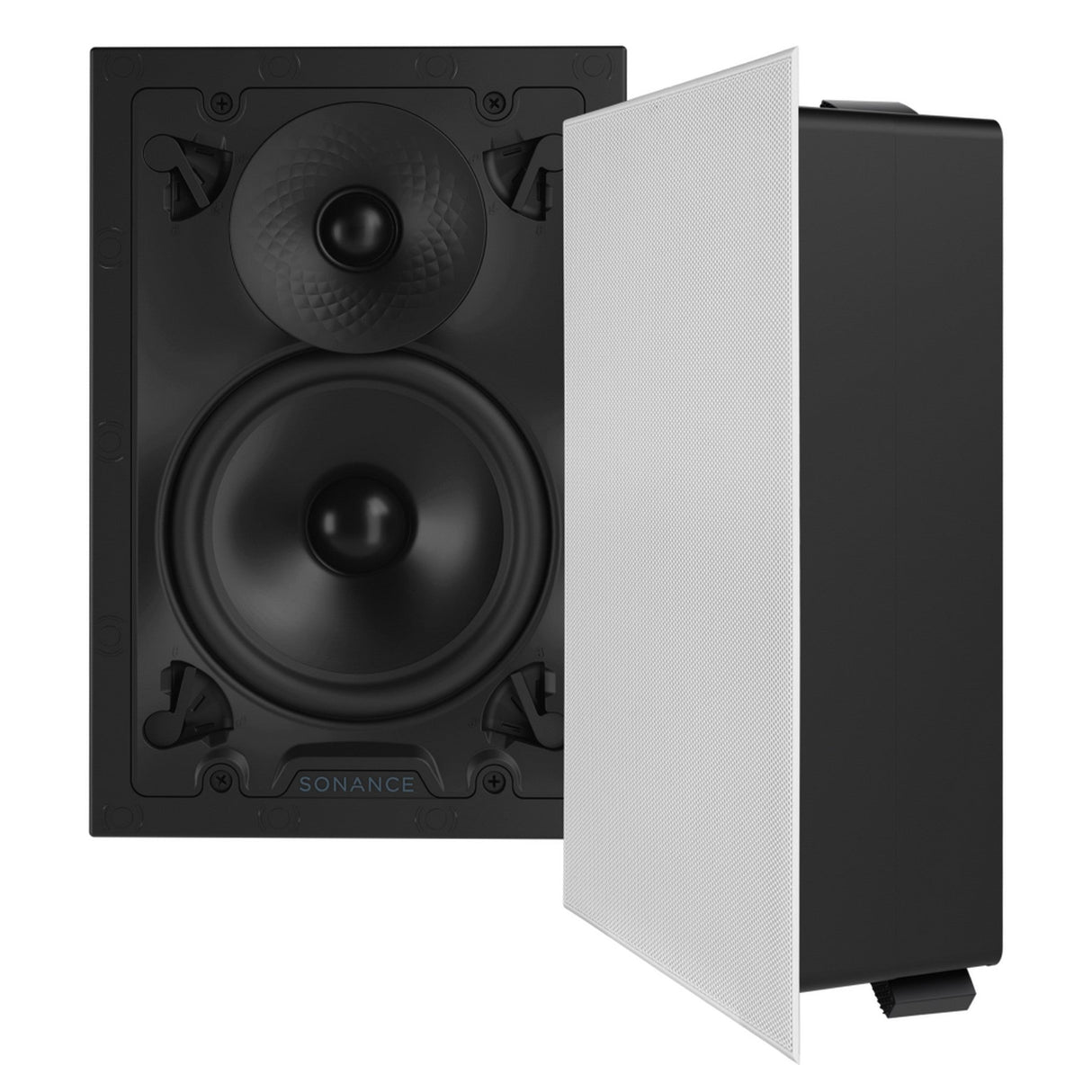 Sonance VX Series 6-Inch Rectangle In-Wall Speaker with White Micro Trim Grille Pair - VX62