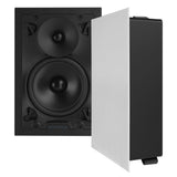 Sonance VX Series 6-Inch Rectangle In-Wall Speaker with White Micro Trim Grille, Pair