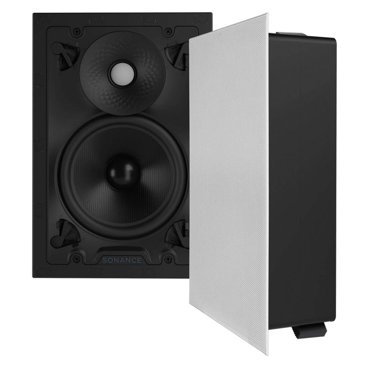Sonance VX Series 6-Inch Rectangle In-Wall Speaker with White Micro Trim Grille Pair - VX66