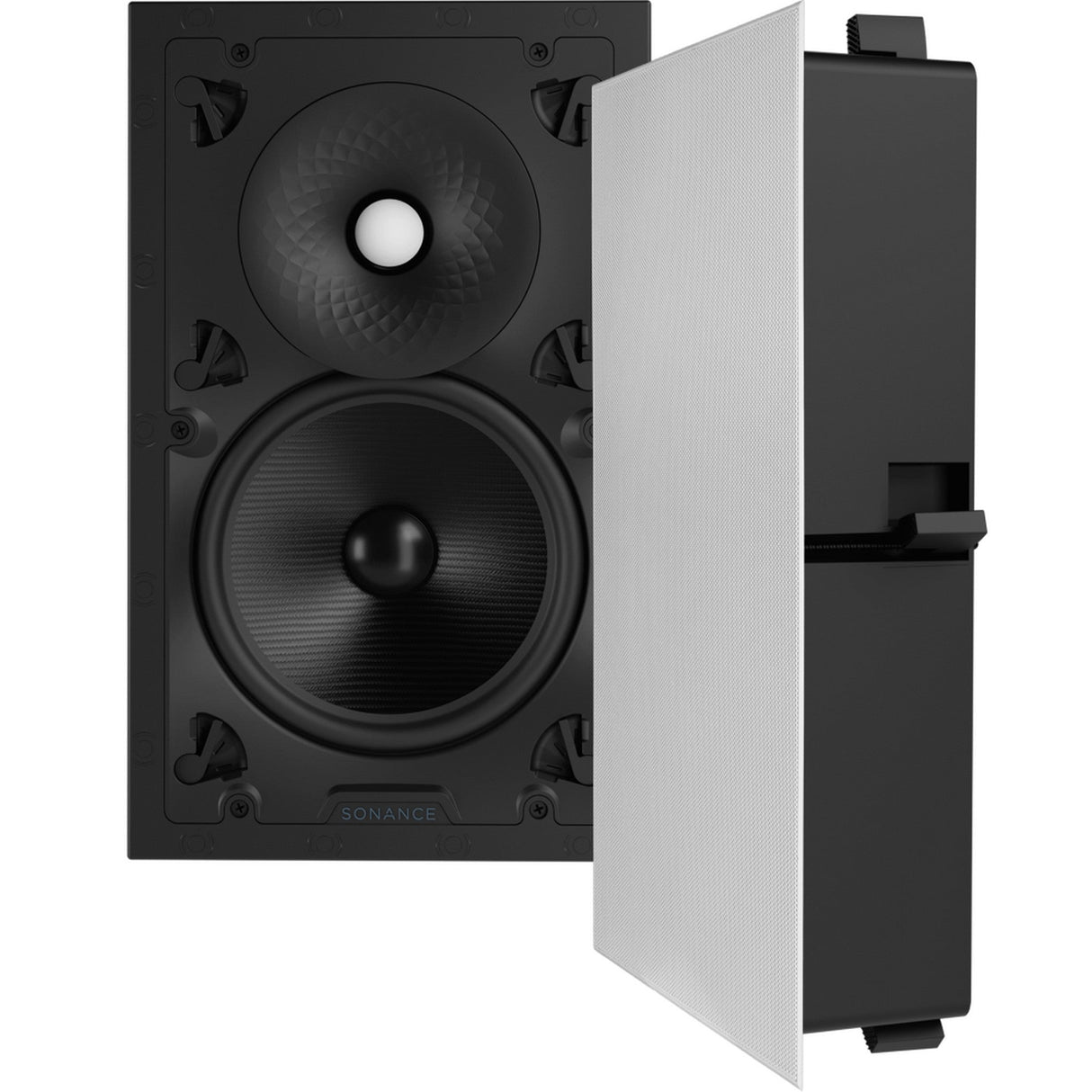 Sonance VX86 8-Inch Rectangle In-Wall Speaker with White Micro Trim Grille, Pair