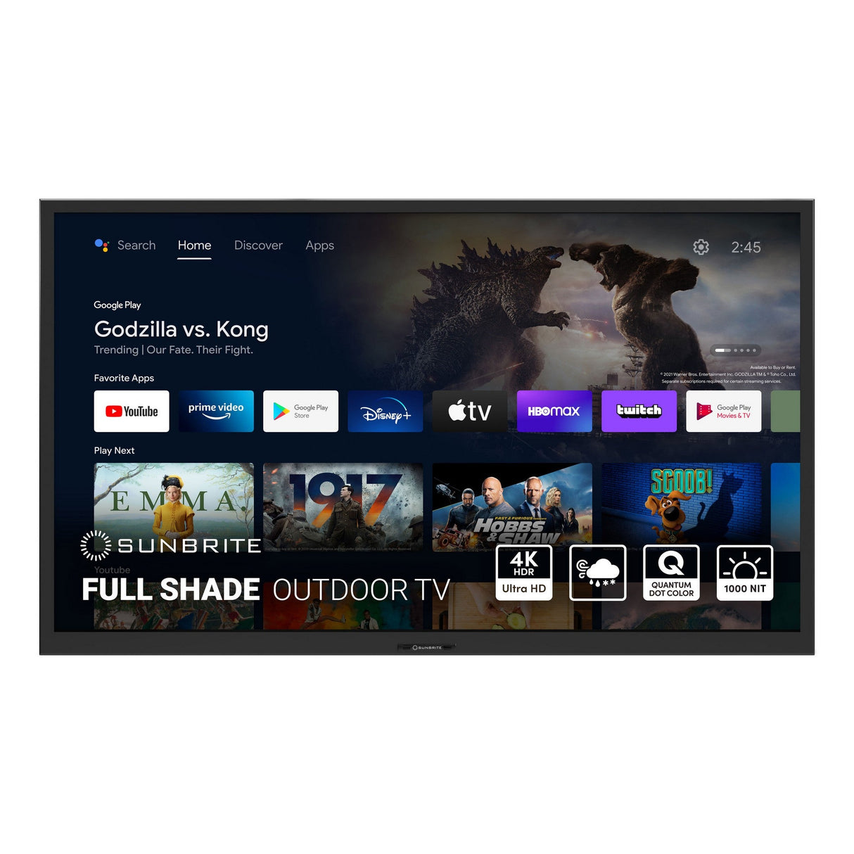SunBrite Veranda Series 3 Full-Shade 4K HDR UHD Outdoor Smart Android TV Black