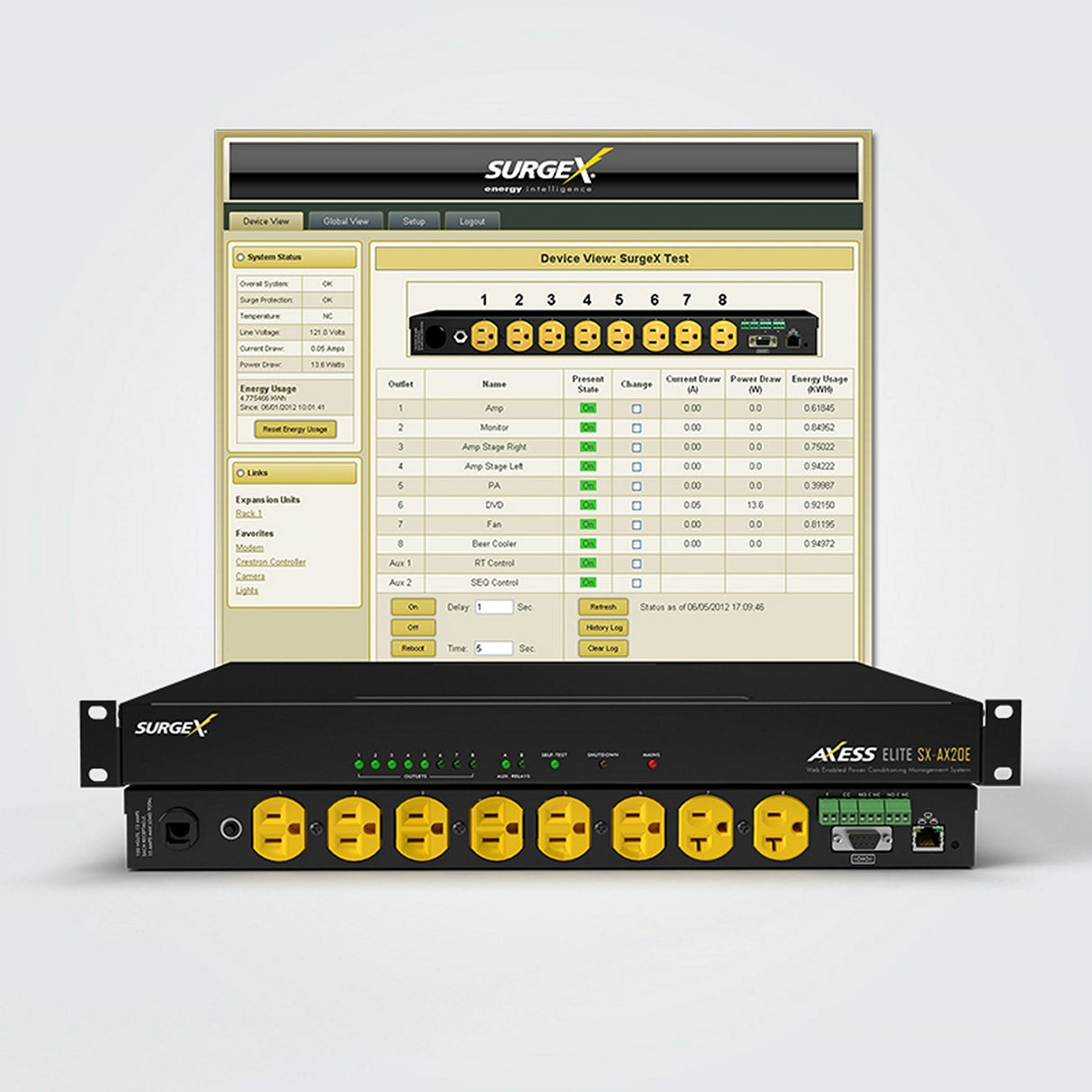 SurgeX SX-AX20E-15L Axess Elite 120V/20A Power Management System, 1RU