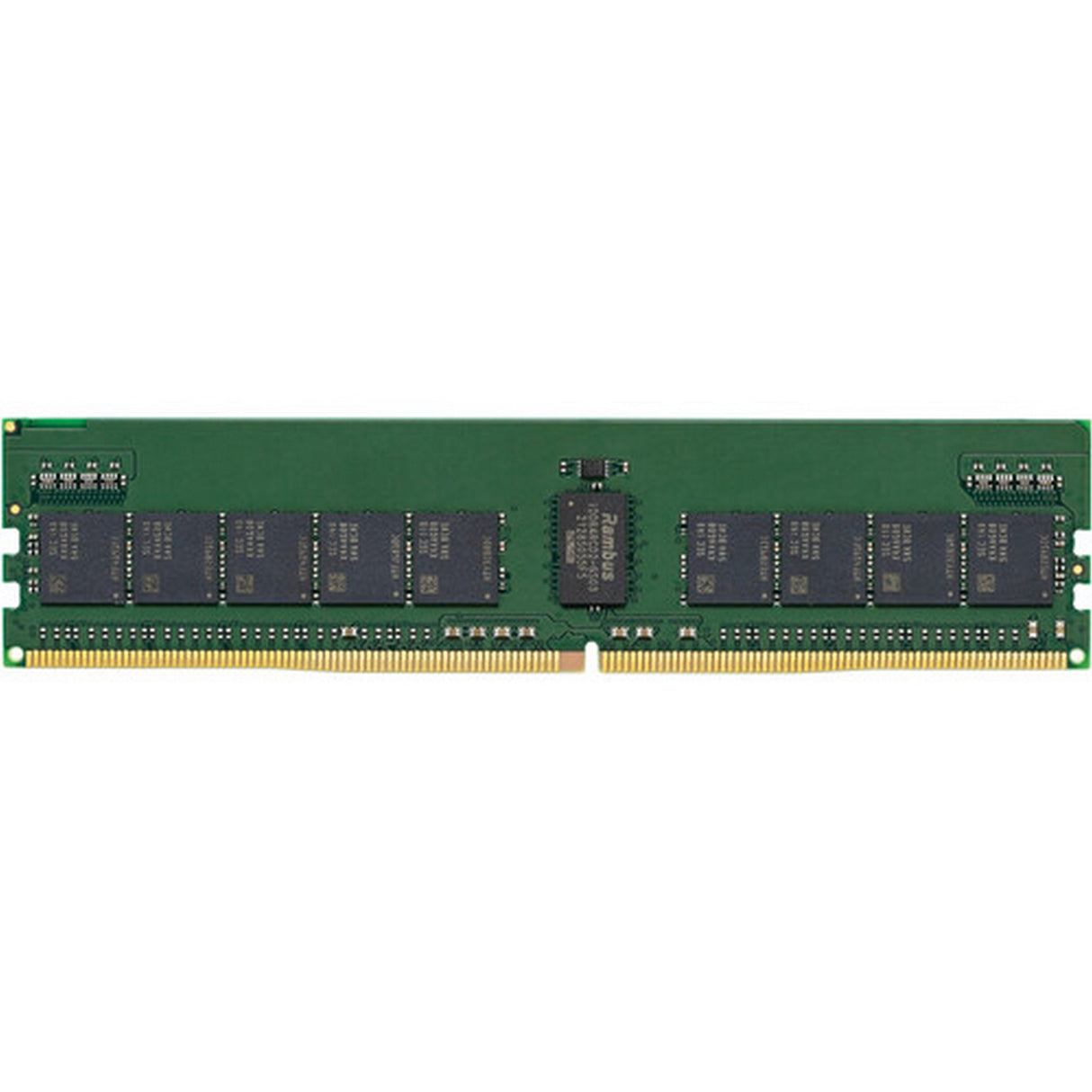 Green RAM module on a white background