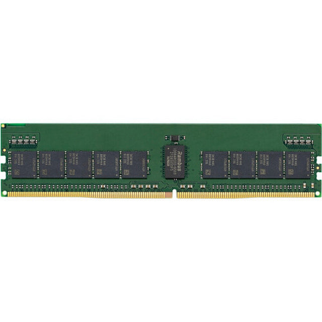 Green RAM module on a white background