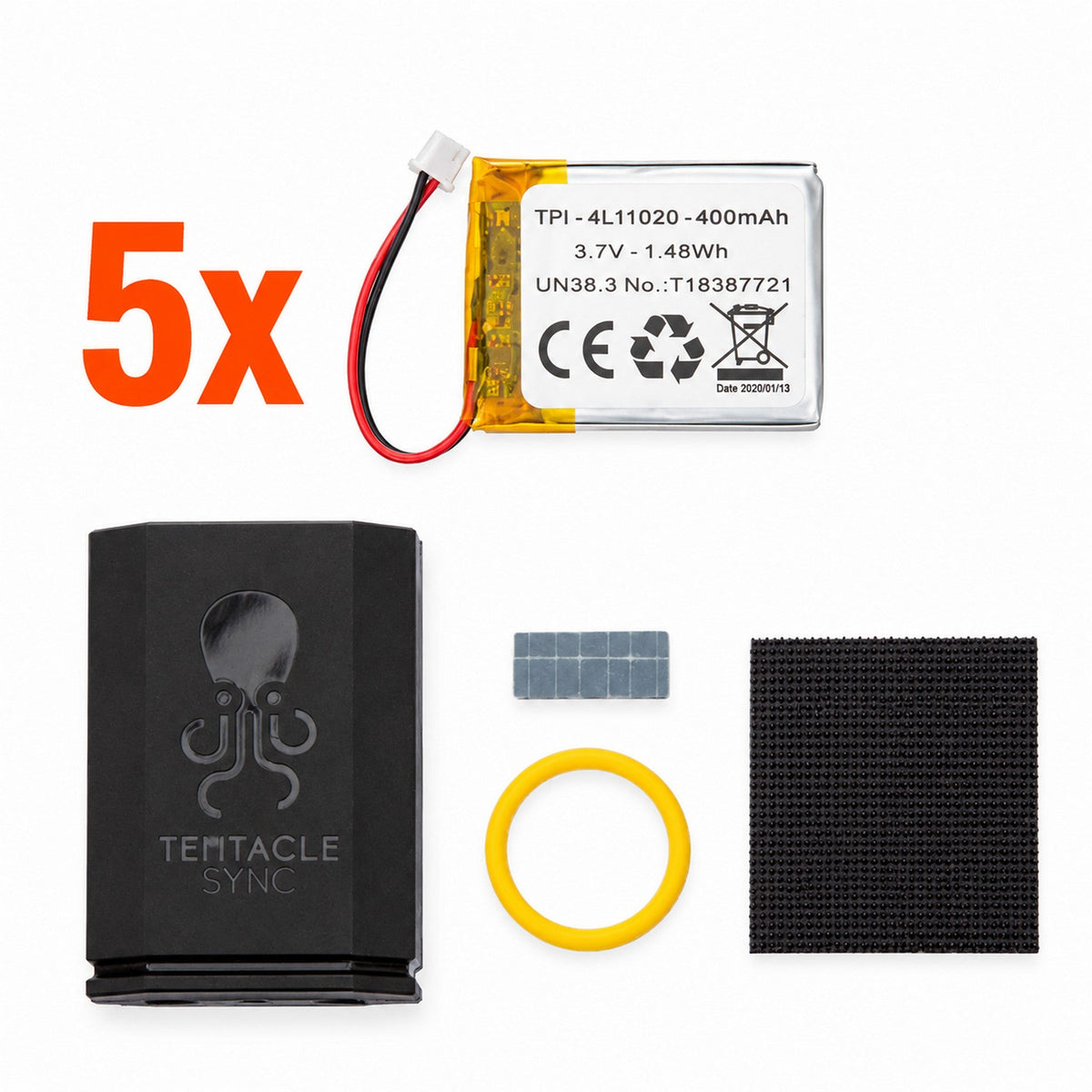 Tentacle Sync R00-5 ORIGINAL Battery & Housing Replacement Kit, 5 Pack