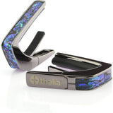 Thalia TH-CC200-BA Exotic Series Black Chrome Finish Capo with Blue Abalone Inlay Finish