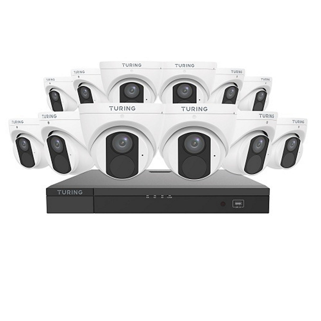 Turing Video TLKCT4F4 Lite IP Kit, 12 4MP Cameras, NVR