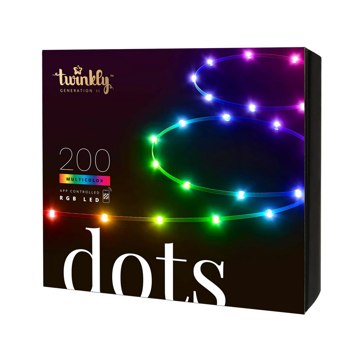 Twinkly Dots 200L RGB Decoration Wire, 32.8-Feet Long, Black Wire
