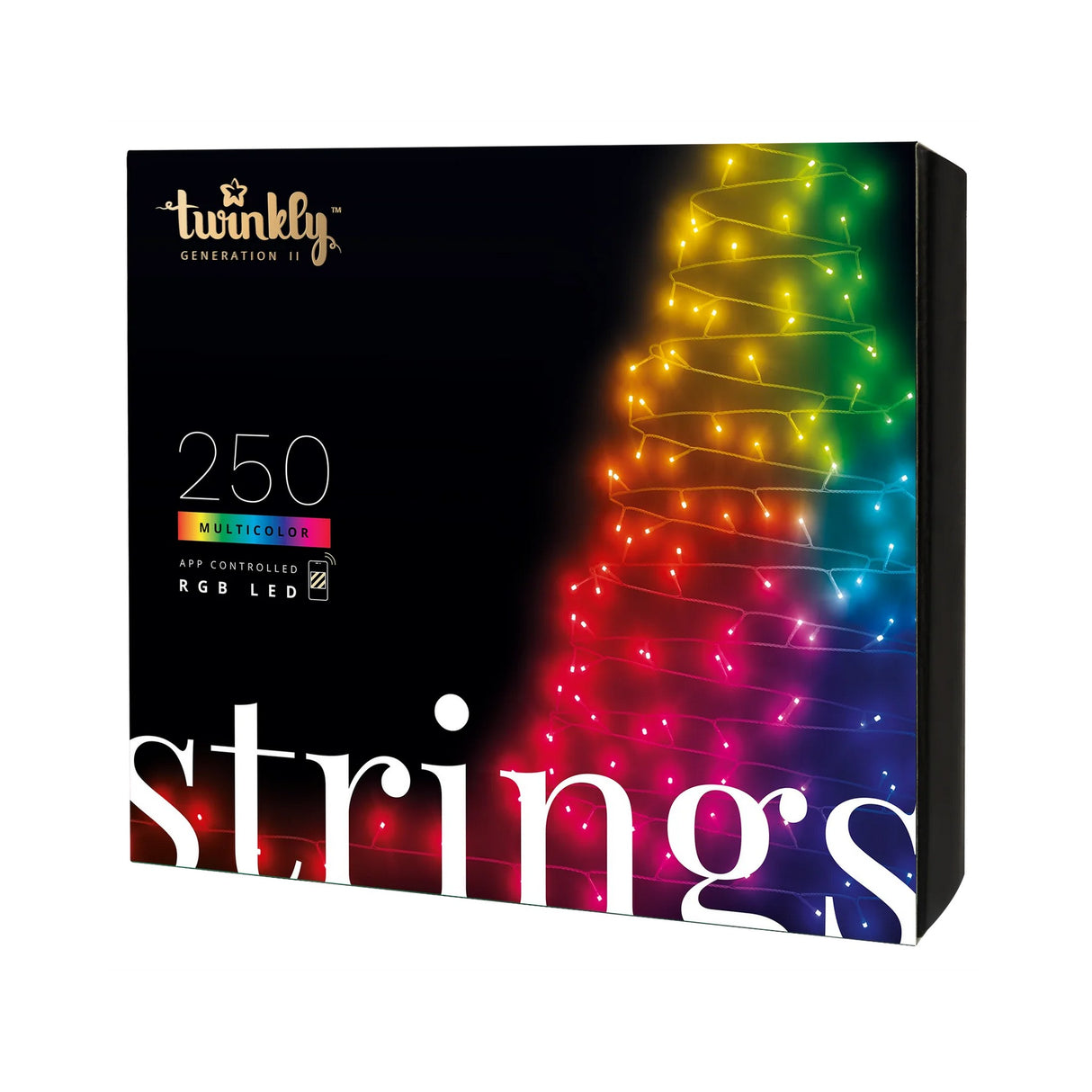 Twinkly TWS250STP-GUS String 250L 4.3mm Diffuse Flat RGB Lens Light, Black/Green Wire