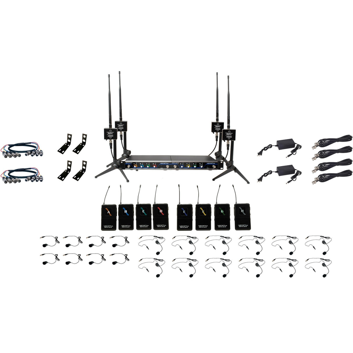 VocoPro BOOST-PLAY-8 Long-Range 8-Channel Digital Wireless Headset/Lavalier Microphone System, 902-927.2 MHz