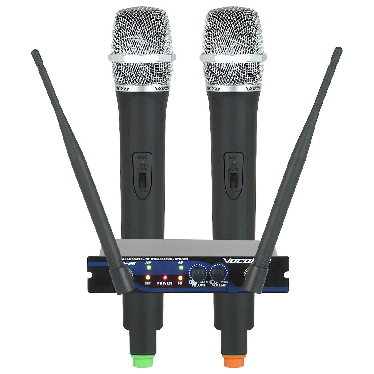 VocoPro UHF-28 Dual Channel UHF Wireless Handheld Microphone System, 915.000-918.700