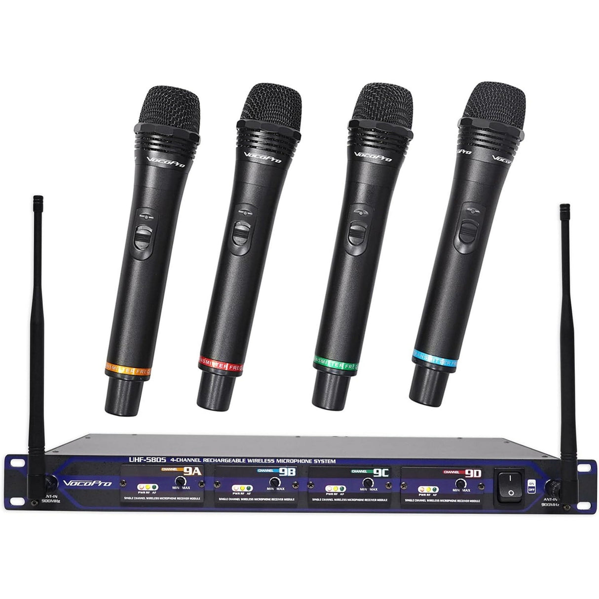 VocoPro UHF-5805-9 Rechargeable 4-Channel UHF Wireless Microphone System