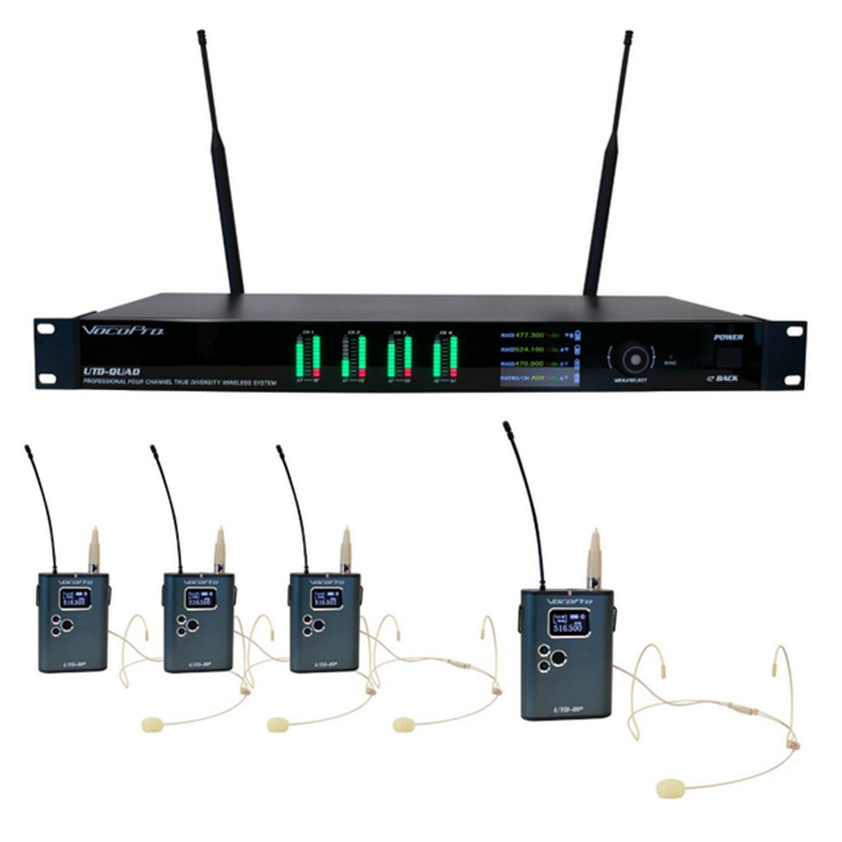 VocoPro UTD-QUAD-PLAY Quad Digital Wireless Headset Microphone System