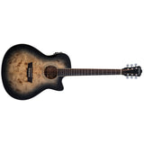 Washburn DFBACEB Deep Forest Burl Grand Auditorium Acoustic Guitar, Black Fade