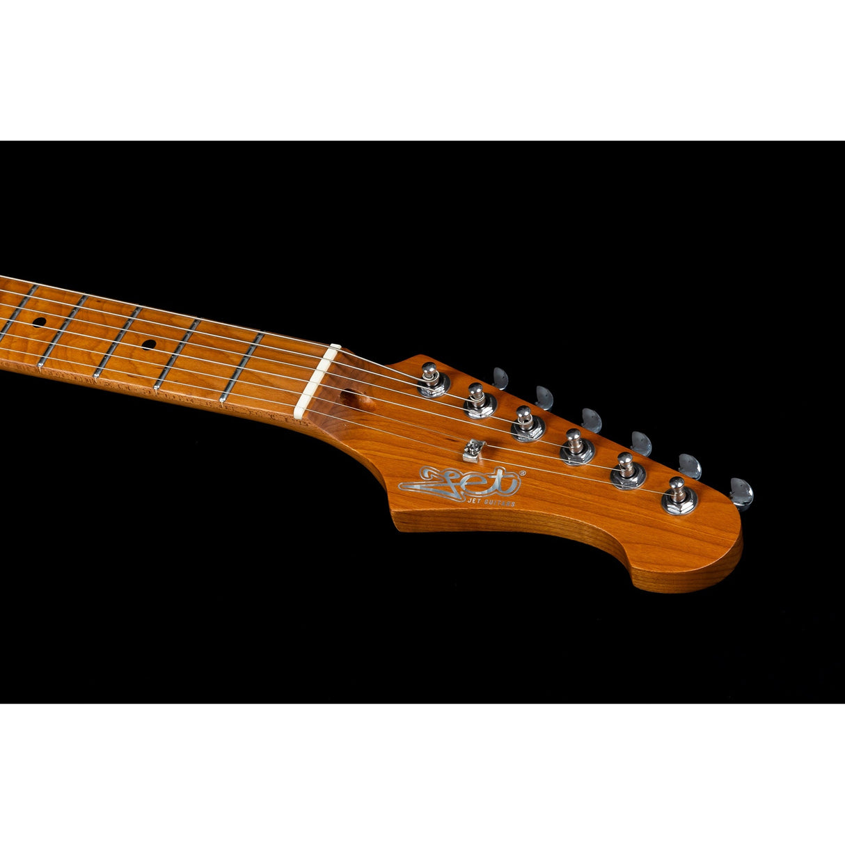 Jet Guitars JS-300 Mini Roasted Maple Electric Guitar, Black Finish