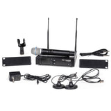 Pure Resonance Audio Gymnasium Audio System with (6) P115 15-Inch Passive PA Speakers, MX84 4-Zone Mixer, (2) LA21000 Power Amplifiers, and WMS1-HH Wireless Handheld Microphones