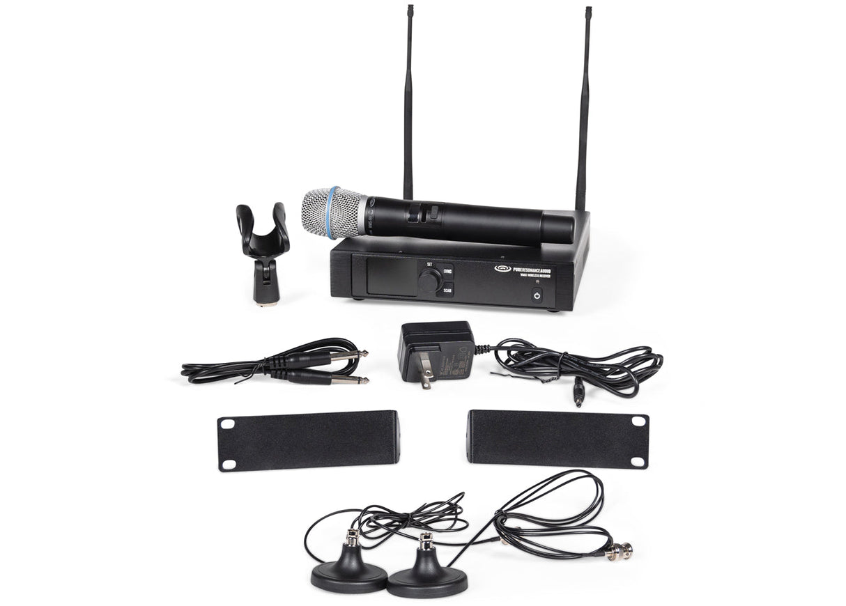 Pure Resonance Audio School Speaker System with VCA8 Vector Ceiling Tile Speaker, MA30BT Bluetooth Mixer Amplifier, and WMS1-HH Wireless Handheld Microphone