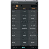 Roland device interface with sound kit selection on a smartphone screen