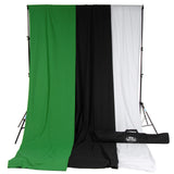 Savage 10 x 12-Feet Solid Muslin Background Kit with Port-A-Stand White/Black/Green