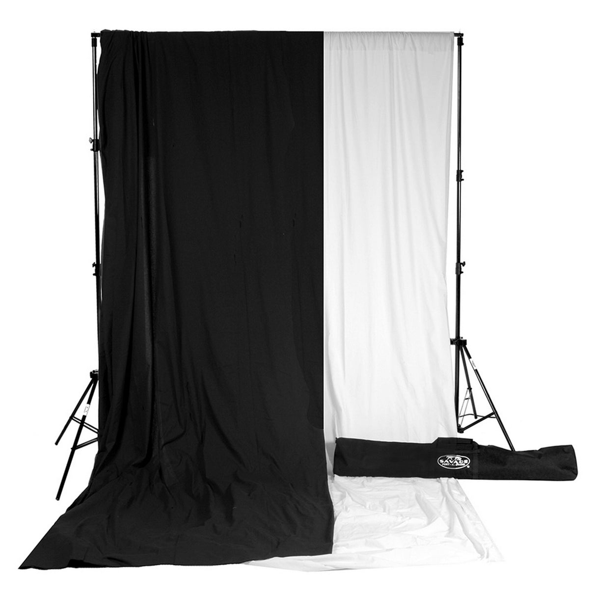 Savage 10 x 24-Feet Solid Muslin Background Kit with Port-A-Stand, White/Black