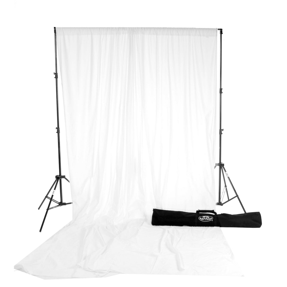 Savage 01PAS-24 10 x 24-Feet Solid Muslin Background Kit with Port-A-Stand, White