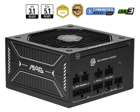 MSI - MSI MAG A650GLS PCIE5 650W 80+ Gold Fully Modular ATX PSU - MAGA650GLSPCIE5